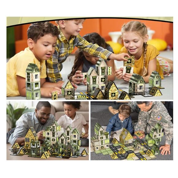 100PCS Army Magnetic Tiles Building Toys, Military Magnetic Blocks STEM Sensory - Picture 4 of 7
